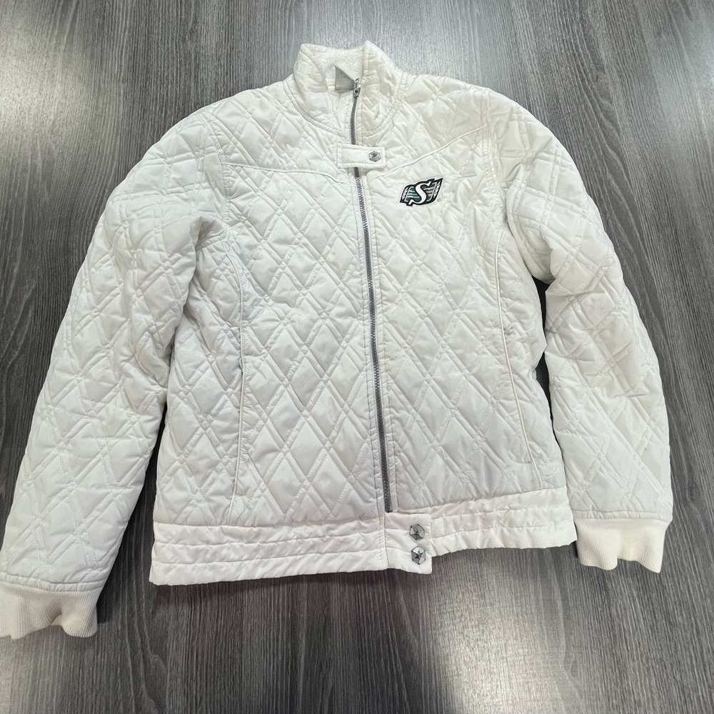 Saskatchewan Roughriders White Quilted Insulated Jacket